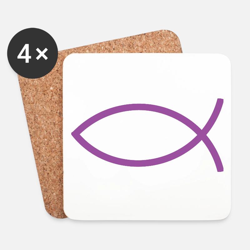 Jesusfisch Ichthys Fisch Fische - Untersetzer (4er-Set) - Weiß