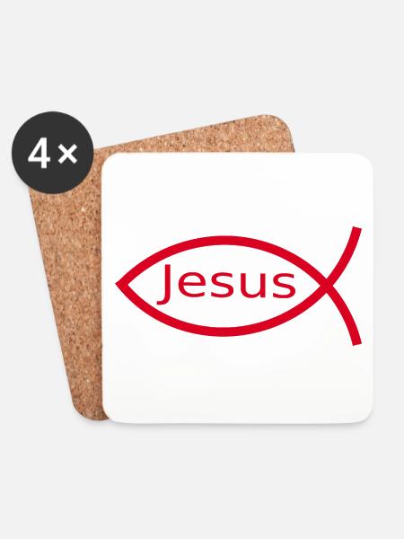 Jesusfisch Ichthys Fisch Fische - Untersetzer (4er-Set) - Weiß