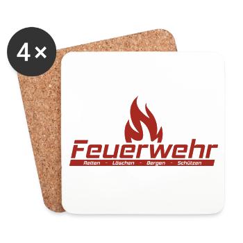 Feuerwehr - Retten, Löschen, Bergen, Schützen - Untersetzer (4er-Set) - Weiß - Vorne