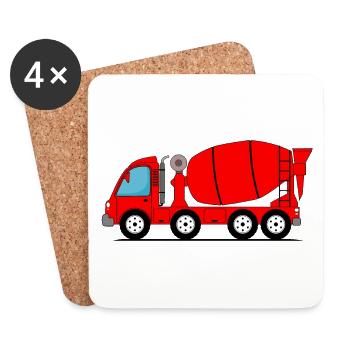 Concrete mixer truck red - Coasters (set of 4) - white - Front