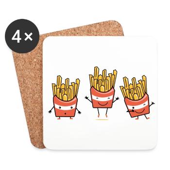 frites Cadeau à personnaliser - Dessous de verre (lot de 4) - blanc - Devant