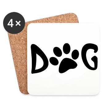 Fußabdruck des Hundes - Untersetzer (4er-Set) - Weiß - Vorne