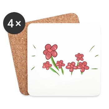 kleine rote blumen pflanzen natur - Untersetzer (4er-Set) - Weiß - Vorne