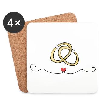 Bagues de mariage Cœur Amour Mariage - Dessous de verre (lot de 4) - blanc - Devant