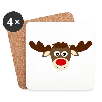 Reindeer Elk cute Christmas funny gifts - Coasters (set of 4) - white - Front