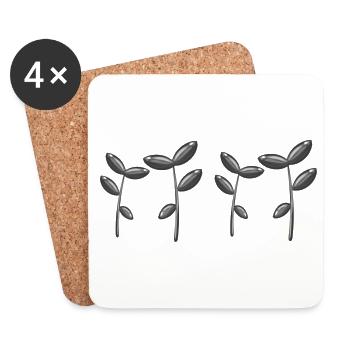 Symbole de la Plante Nature Feuilles Vertes - Dessous de verre (lot de 4) - blanc - Devant
