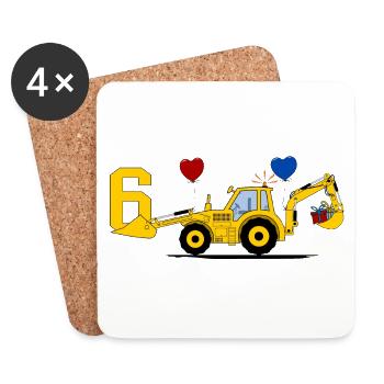 6ème Tracteur Pelle - Dessous de verre (lot de 4) - blanc - Devant