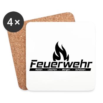 Feuerwehr - Retten, Löschen, Bergen, Schützen - Untersetzer (4er-Set) - Weiß - Vorne