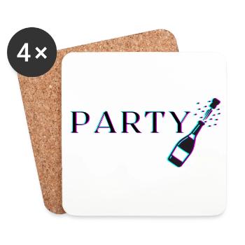 Party Sektflasche - Untersetzer (4er-Set) - Weiß - Vorne