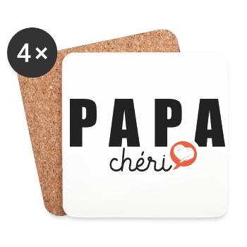 Papa cheri cadeau personnalisé papa fete - Dessous de verre (lot de 4) - blanc - Devant