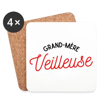 grand mère veilleuse merveilleuse mamie cadeau - Dessous de verre (lot de 4) - blanc - Devant