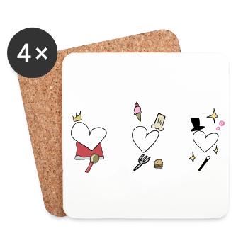 cœur coeur - Dessous de verre (lot de 4) - blanc - Devant