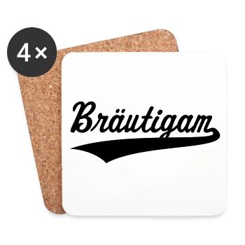 Bräutigam Schriftzug (JGA, Polterabend, Hochzeit) - Untersetzer (4er-Set) - Weiß - Vorne