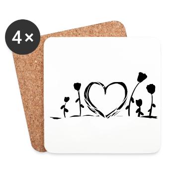 heart nature flowers roses climate protection nature love - Coasters (set of 4) - white - Front