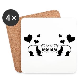 Animal love Pandas Panda animals - Coasters (set of 4) - white - Front