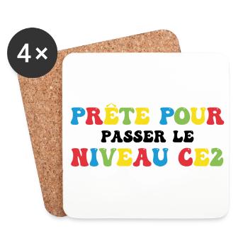 Prêt Pour Passer Niveau CE2 Rentrée Scolaire - Dessous de verre (lot de 4) - blanc - Devant