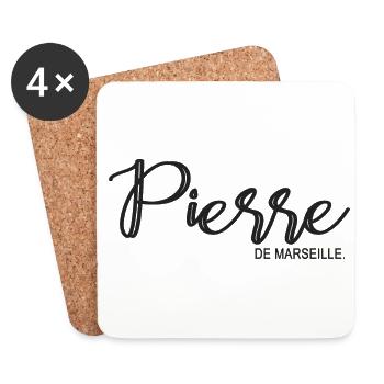 Pierre de Marseille Geschenk T Shirt Stein - Untersetzer (4er-Set) - Weiß - Vorne