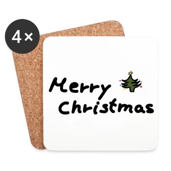 Merry Christmas Weihnachten - Untersetzer (4er-Set) - Weiß - Vorne