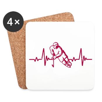 Heartbeat Hockey | Hockey Gift - Coasters (set of 4) - white - Front