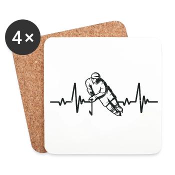 Heartbeat Hockey | Hockey Gift - Coasters (set of 4) - white - Front