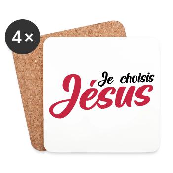 Je choisis Jésus - Dessous de verre (lot de 4) - blanc - Devant