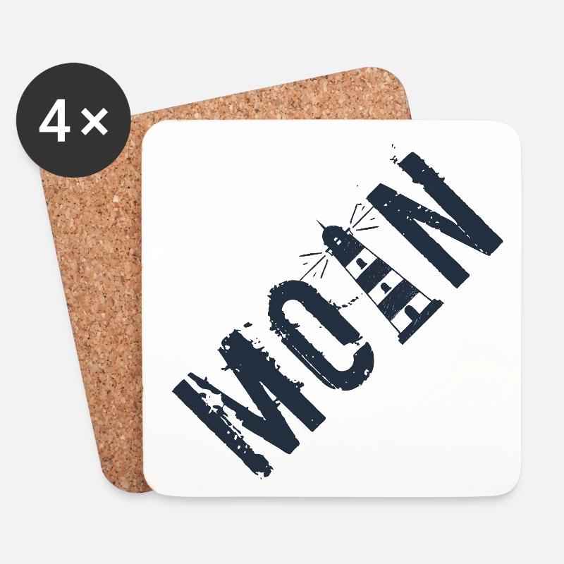 Moin - Leuchtturm - Untersetzer (4er-Set) - Weiß