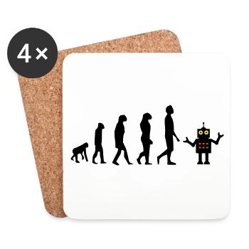 Evolution Roboter Zukunft AI KI - Untersetzer (4er-Set) - Weiß - Vorne