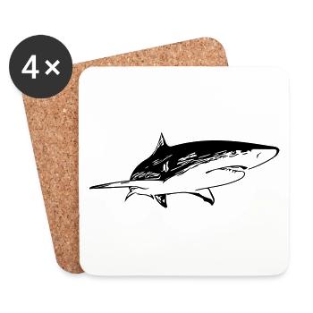 Shark - Vintage Vector Design - Coasters (set of 4) - white - Front