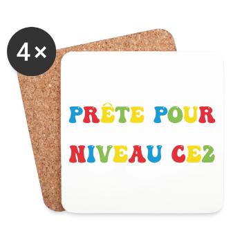 Prêt Pour Passer Niveau CE2 Rentrée Scolaire - Dessous de verre (lot de 4) - blanc - Devant