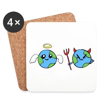 dear evil angel devil earth world symbol - Coasters (set of 4) - white - Front
