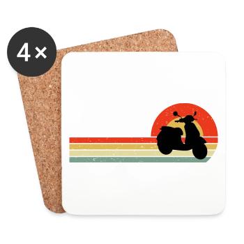 Roller Fahrer Roller Motorrad Vintage Retro - Untersetzer (4er-Set) - Weiß - Vorne