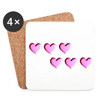 six hearts pink glitter - Coasters (set of 4) - white - Front