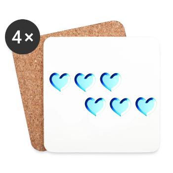 sechs herzen blau glitzer muster - Untersetzer (4er-Set) - Weiß - Vorne