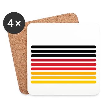EM2024 Fußball Stripes Retro Streifen Deutschland - Untersetzer (4er-Set) - Weiß - Vorne