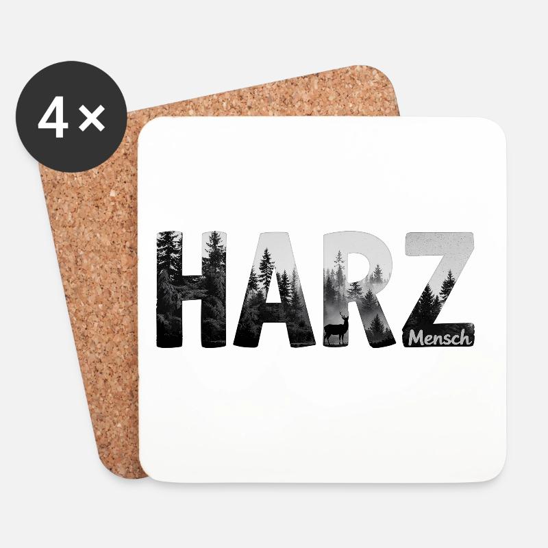 Harzmensch - im Harz zu Hause - Untersetzer (4er-Set) - Weiß