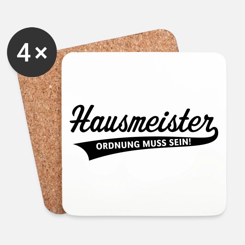 Hausmeister – Ordnung Muss Sein! - Untersetzer (4er-Set) - Weiß