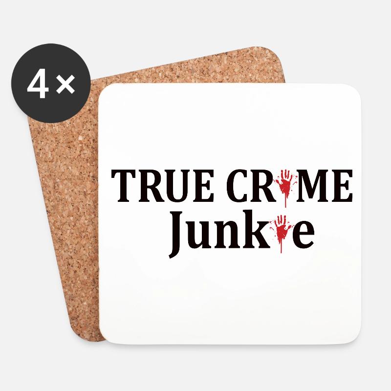 TRUE CRIME: True Crime Junkie - Untersetzer (4er-Set) - Weiß
