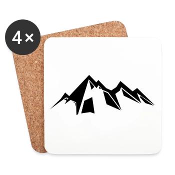 Berge Berg Gebirge Mountain 15 Zeichenfläche 16 - Untersetzer (4er-Set) - Weiß - Vorne