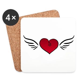 rotes Engel Herz Liebe Engel Symbol - Untersetzer (4er-Set) - Weiß - Vorne