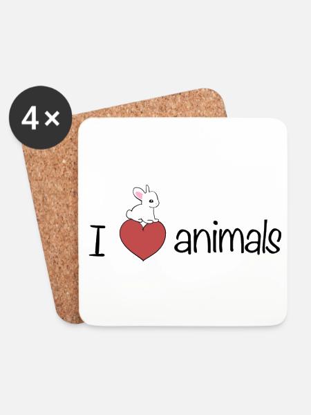 ich liebe tiere Hase tierliebe - Untersetzer (4er-Set) - Weiß