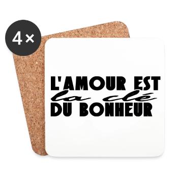L'amour est la clé du bonheur. - Dessous de verre (lot de 4) - blanc - Devant
