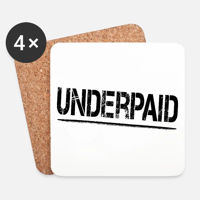 UNDERPAID - Unterbezahlt Gehalt - Untersetzer (4er-Set) - Weiß
