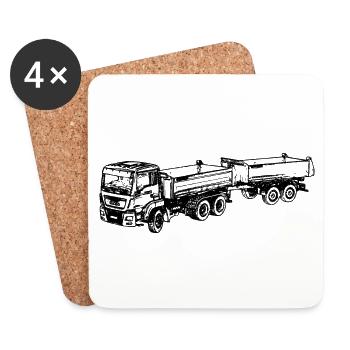 Camion camion camion-remorque ciężarówka camion camion - Dessous de verre (lot de 4) - blanc - Devant