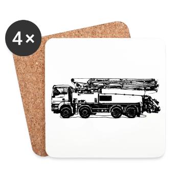 Concrete pump concrete mixer construction site construction pump truck - Coasters (set of 4) - white - Front