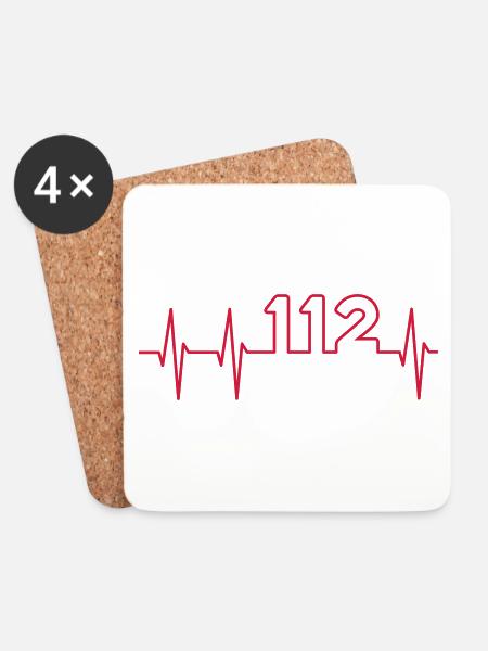 EKG und 112 - Untersetzer (4er-Set) - Weiß