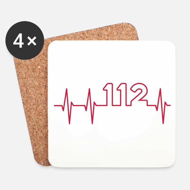 EKG und 112 - Untersetzer (4er-Set) - Weiß