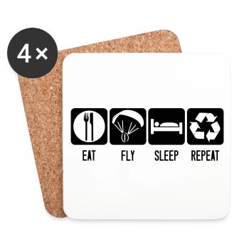 Paramoteur Eat Fly Sleep Repeat - Paramoteur Blanc - Dessous de verre (lot de 4) - blanc - Devant