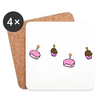 manger des bonbons au muffin à gâteau - Dessous de verre (lot de 4) - blanc - Devant