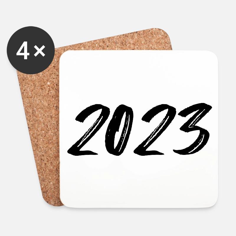 2023 weiß Silvester Neujahr - Untersetzer (4er-Set) - Weiß