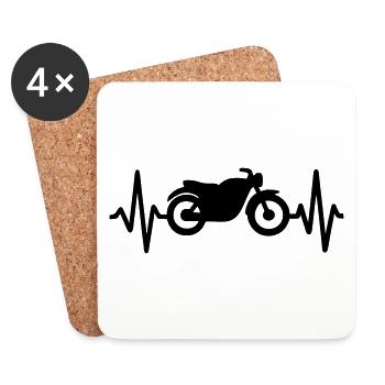 Vintage Motorrad Heart Beat Biker - Untersetzer (4er-Set) - Weiß - Vorne